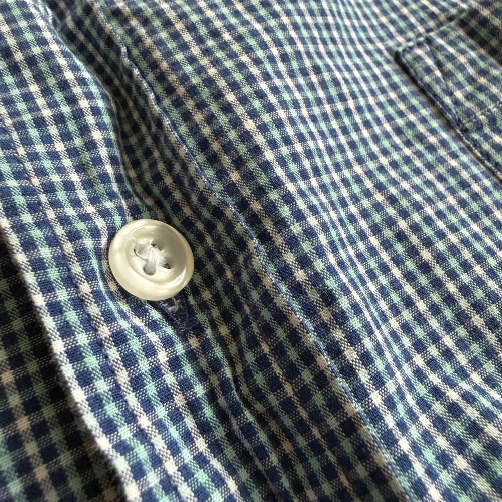 J.Crew Mens XL Slim Untucked Flex Washed Gingham Button Down‎ Shirt AL861 Blue